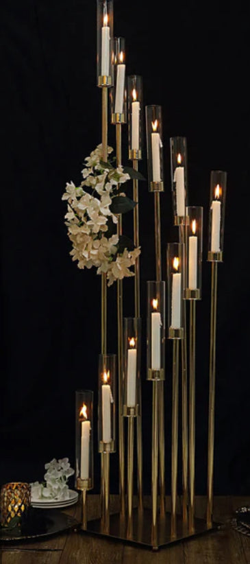 2 Pieces 12-Arm Gold Candelabra