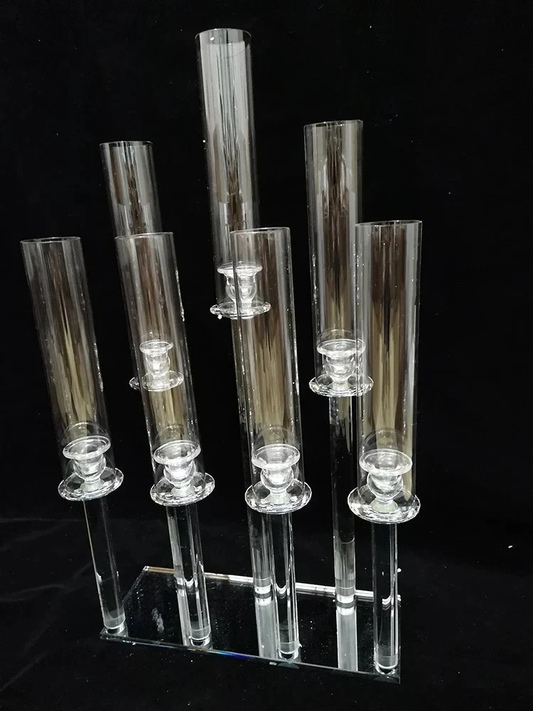 Lavish 7-Head Glass Centerpiece Candelabras