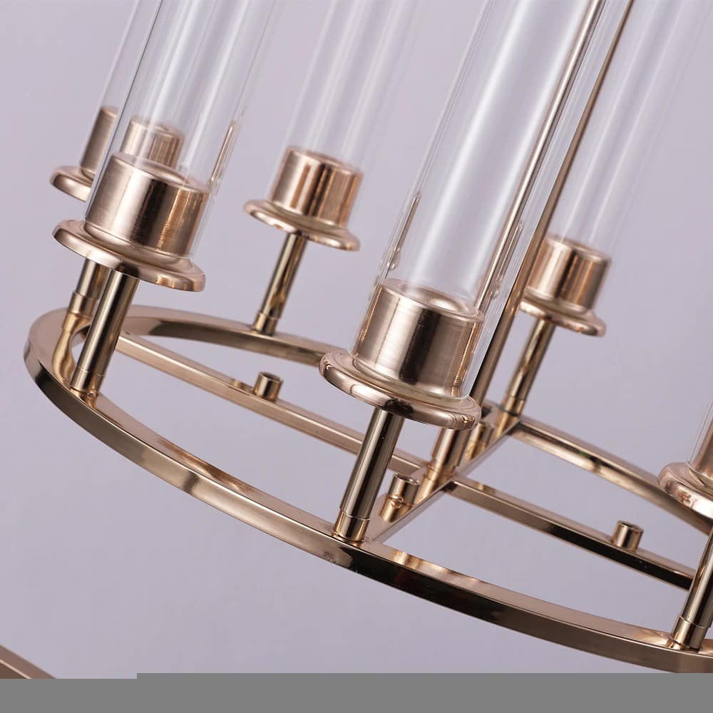 12-Arm Acrylic Tube Gold Table Chandelier